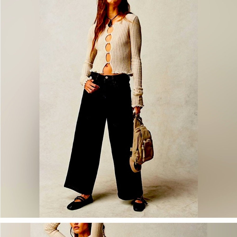 We the Free Piper Mid Rise Crop Wide Leg Jeans Size 31
